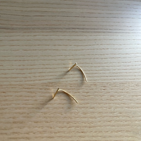 kathleen whitaker hanging staple loop earrings gold - Picture 2 of 4